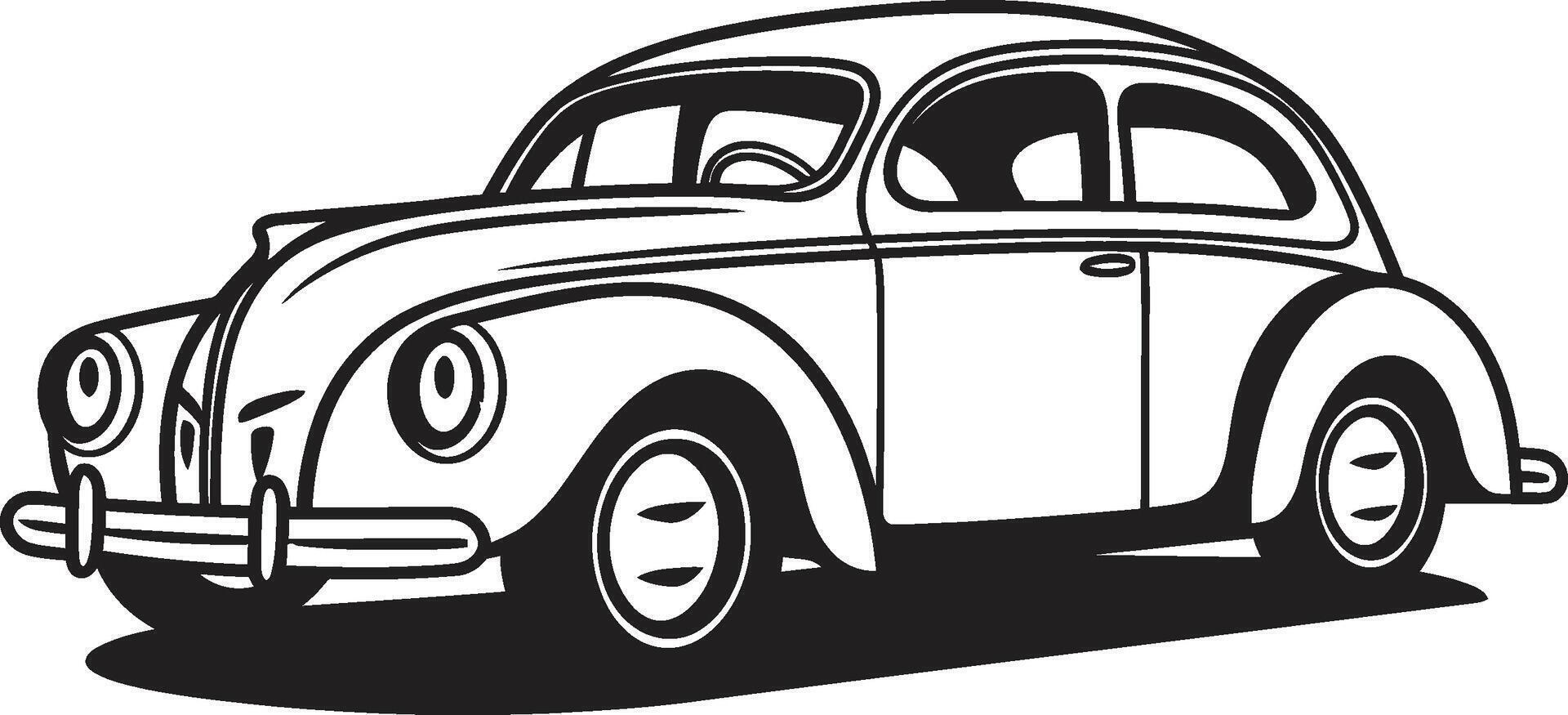 Historical Highway Vintage Car Doodle Emblem Artisanal Auto ic Element for Retro Car vector