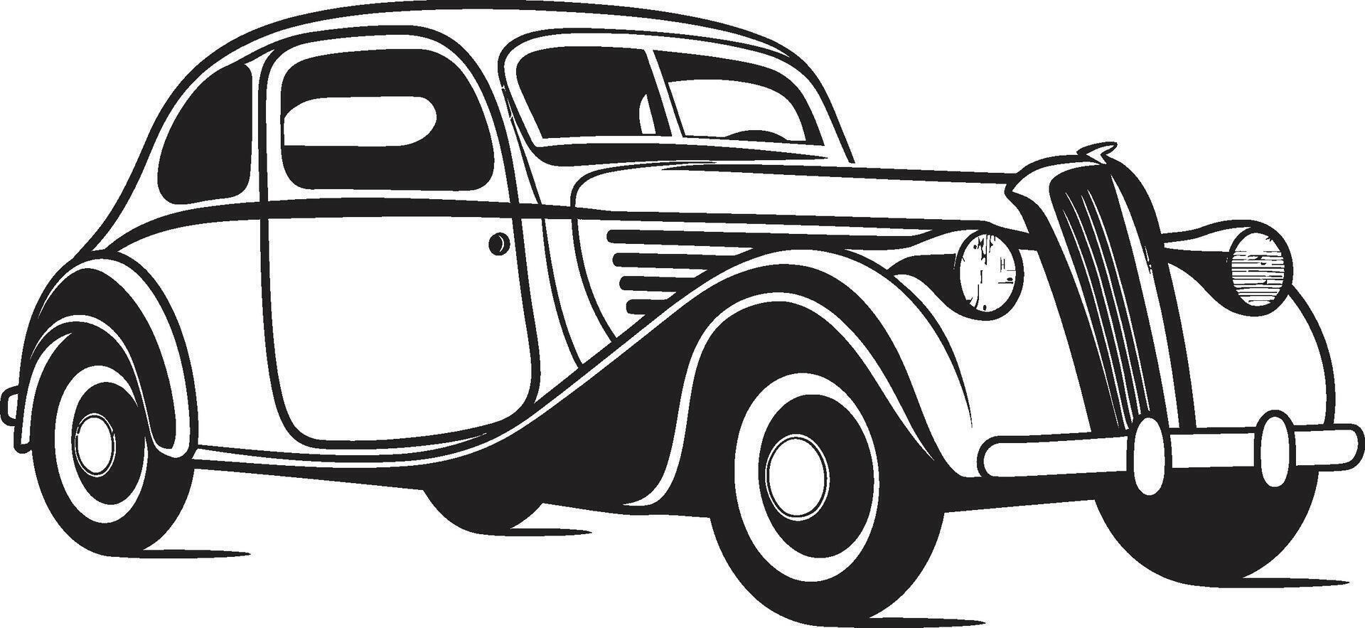 Nostalgia Navigator of Doodle Line Art Artistic Autocraft Vintage Car Doodle Emblematic vector