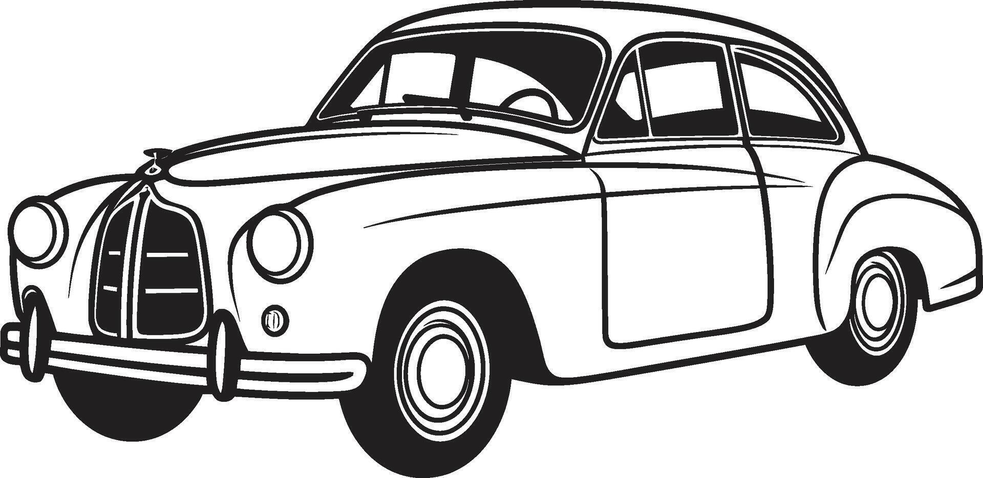 Old School Elegance Emblematic Element for Vintage Car Ink and Chrome of Doodle Line Art Car vector