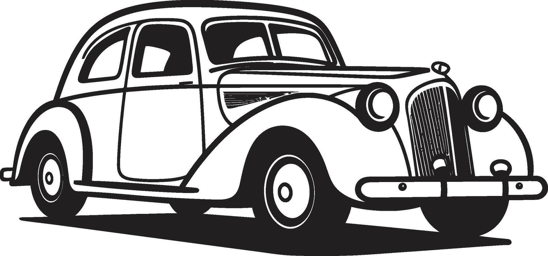 Nostalgic Journey Retro Car Emblematic Element Timeless Ride Vintage Car Doodle vector