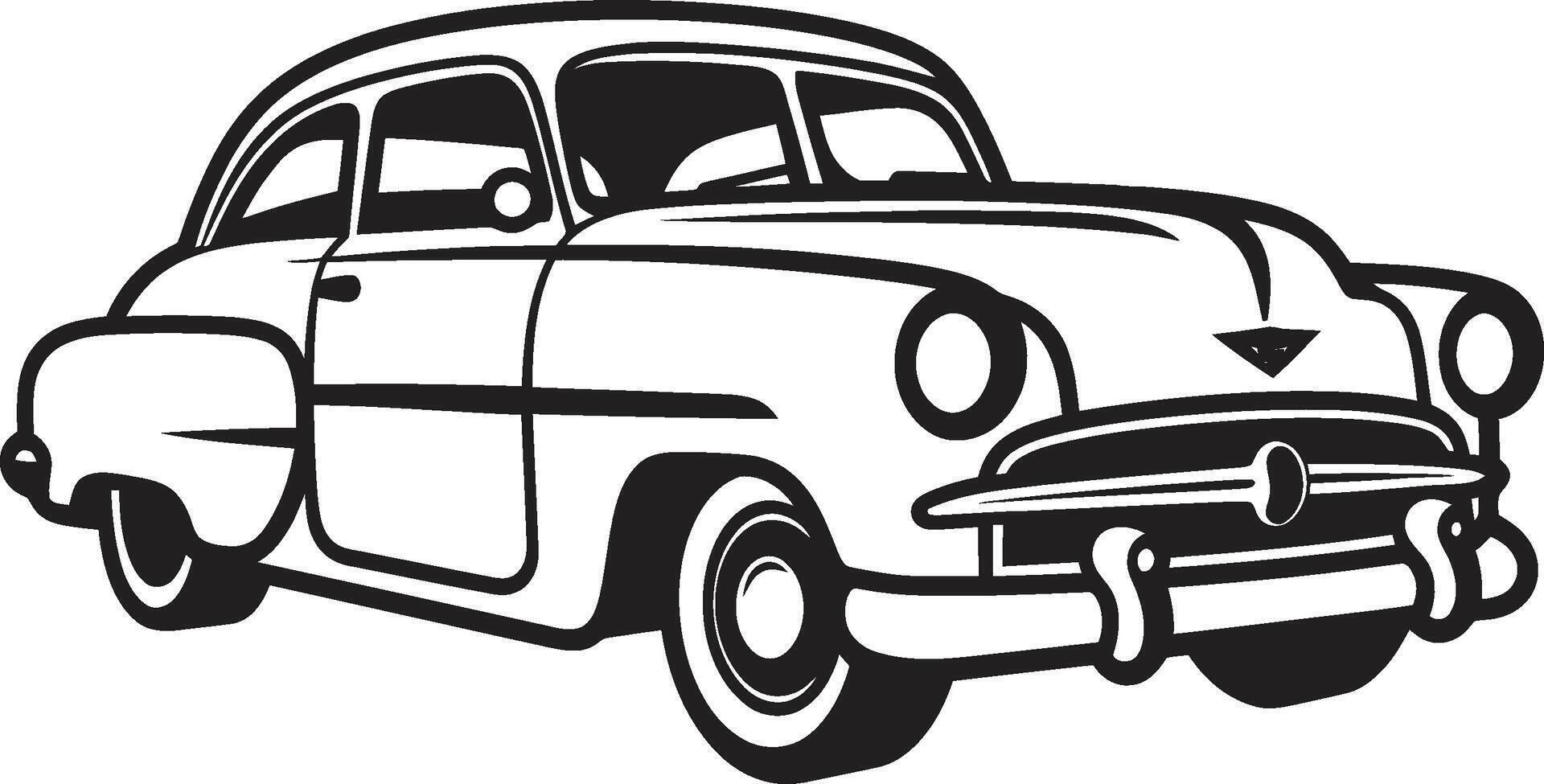 Old School Opulence Doodle Line Art Historical Highway Vintage Car Doodle Emblematic vector