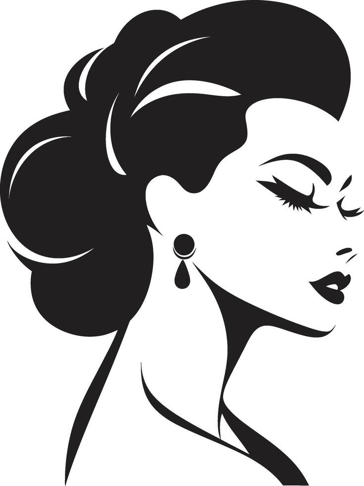 Chic Silhouettes Womans Face Emblem for Fashion and Beauty Elegant Essence Emblematic Element for Womans Face vector