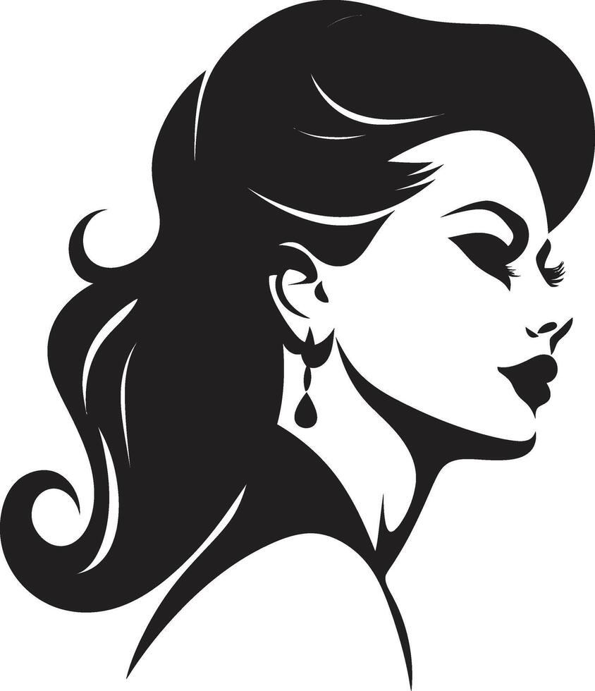 Chic Silhouettes Womans Face Emblem for Beauty Elegant Essence ic Beauty Element in Womans Face vector