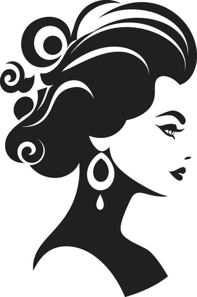 Classic Contour Emblematic Beauty Charming Chic Womans Face Element vector