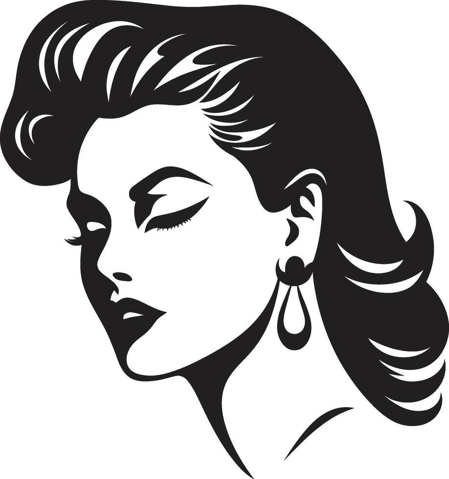 Radiant Allure Emblematic Element for Beauty Sculpted Sophistication Womans Face vector