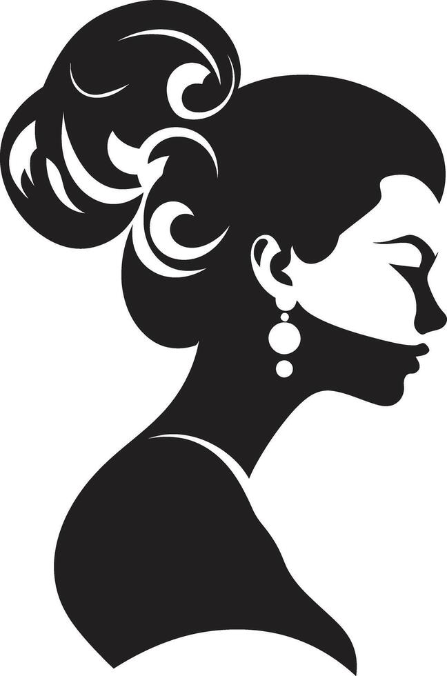 Classic Contour Emblematic Beauty Charming Chic Womans Face vector
