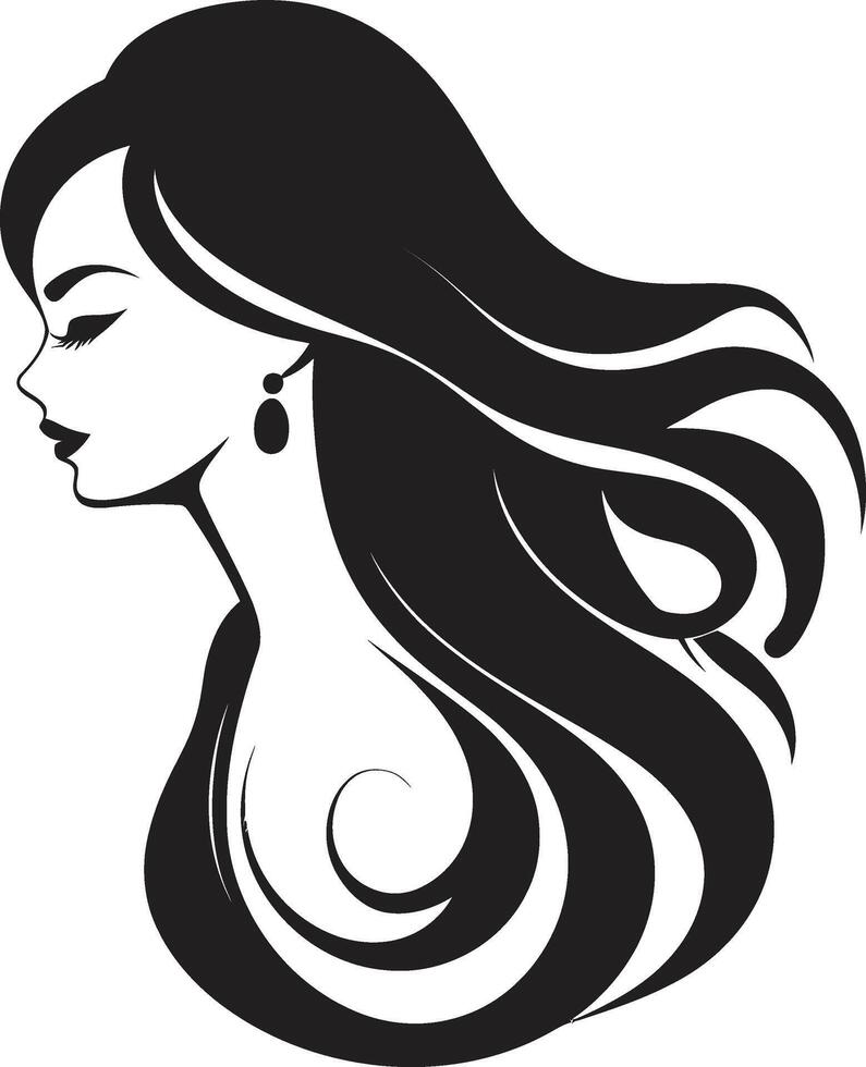 Stylish Symmetry Womans Face Glamorous Gaze Fashion and Beauty Emblem vector