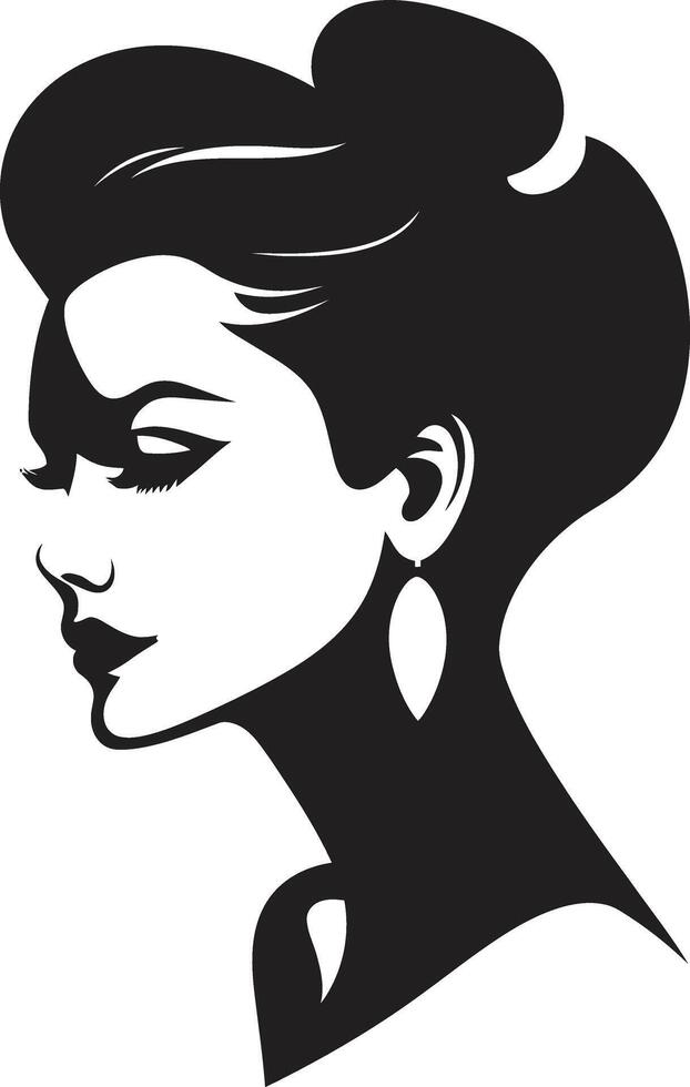 Charming Chic Womans Face Ethereal Elegance ic Fashion and Beauty Emblem vector