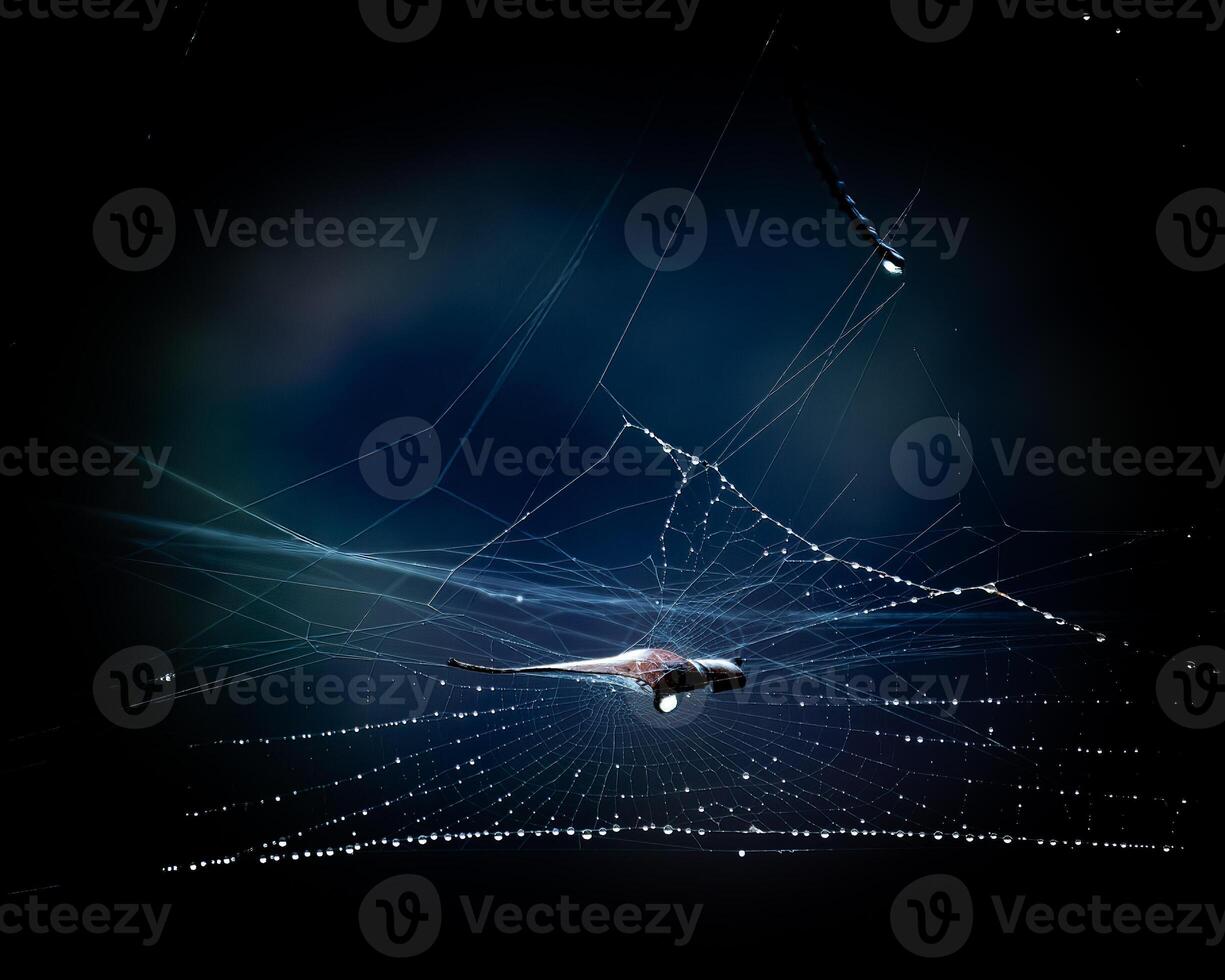 Nighttime Web with Cosmic Backdrop photo