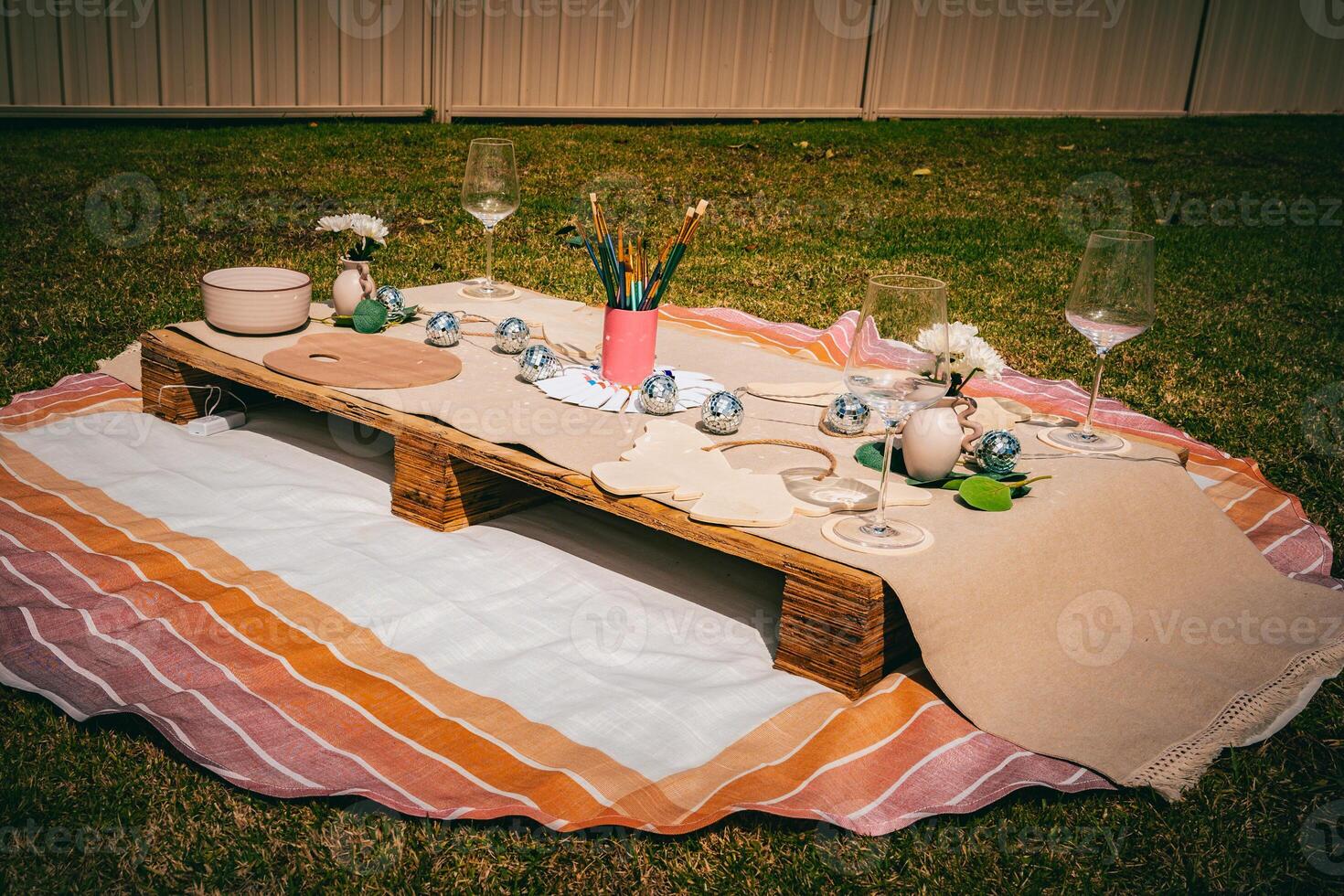 Creative Picnic Spread Under Sunlight photo