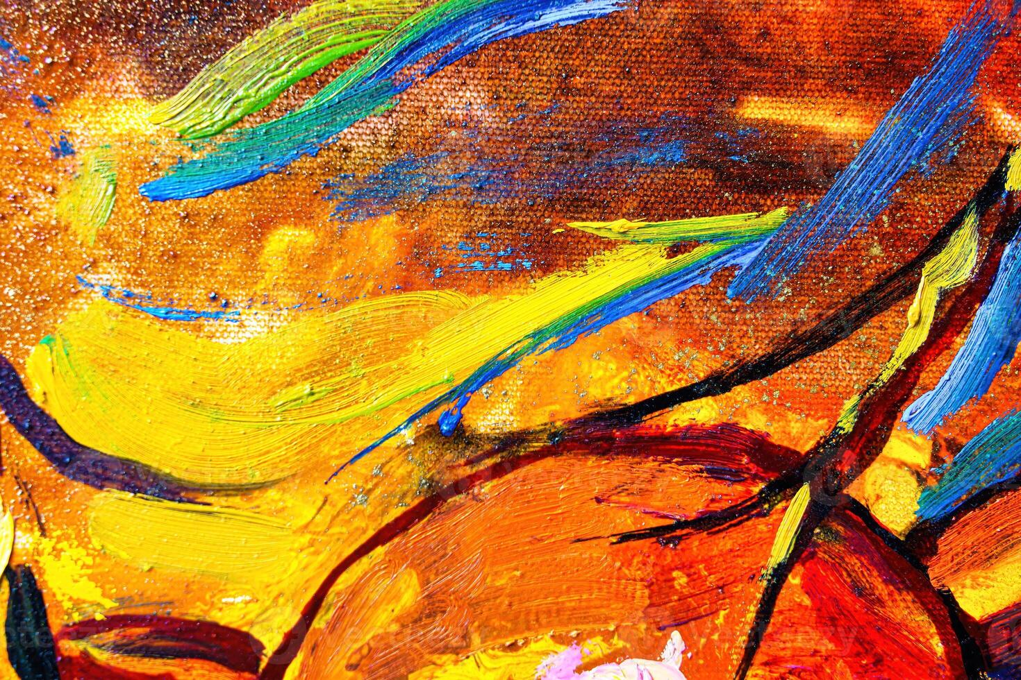Colorful abstract oil painting art background. Texture of canvas and oil. photo