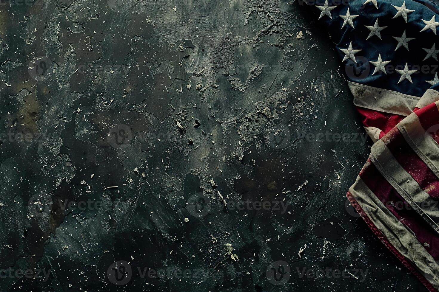 A fragment of the US flag on a concrete surface with copyspace for text. photo