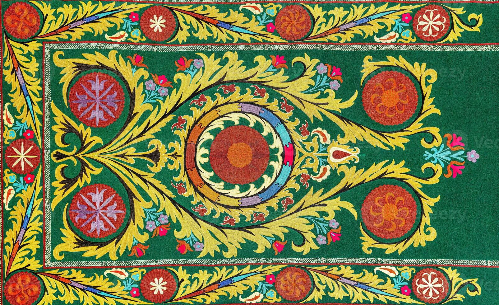 vistoso Clásico alfombra hecho por mano. oriental costura de el Diecinueveavo siglo. resumen antecedentes. foto