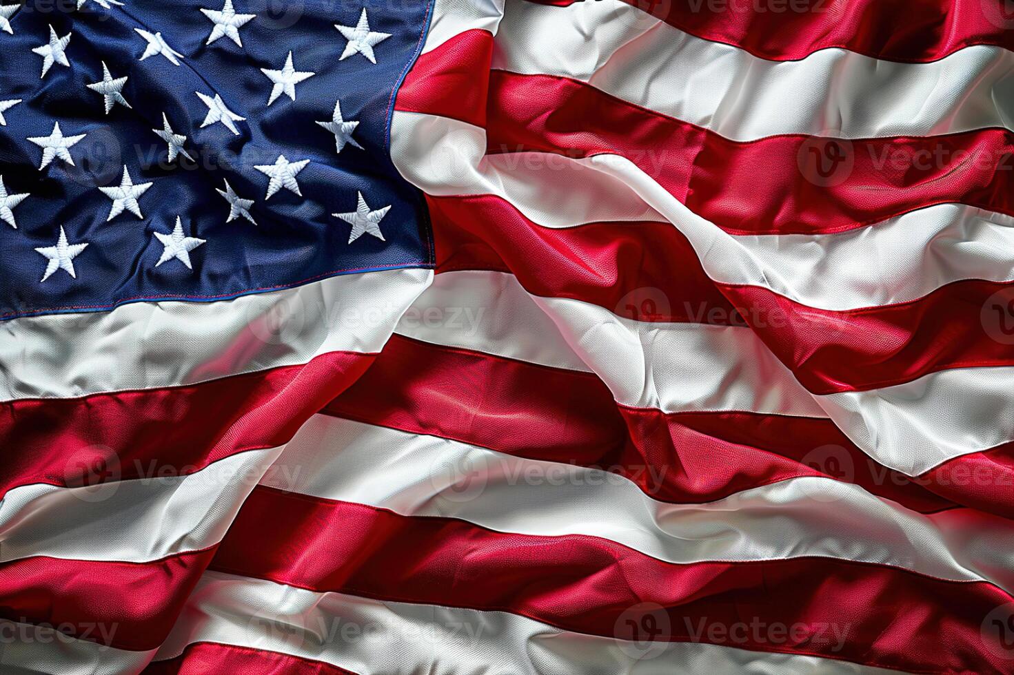 Fragment of a fluttering American flag. Flag of USA background. photo