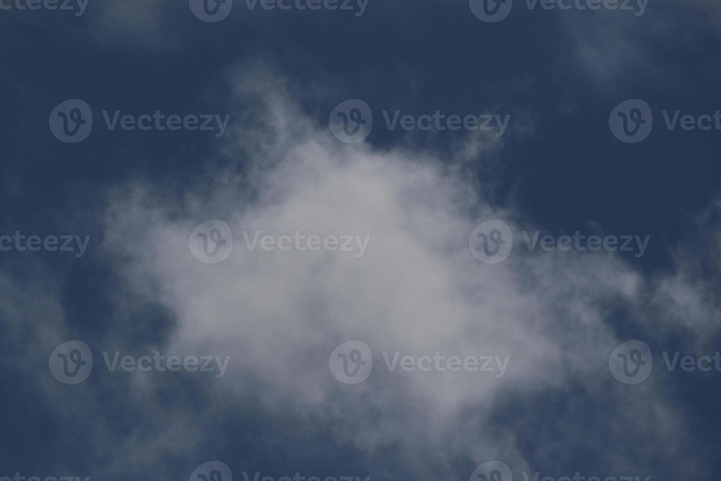 Cloudscape scenery, overcast weather above dark blue sky. Storm clouds floating in a rainy dull day with natural light. White and grey scenic environment background. Nature view. photo