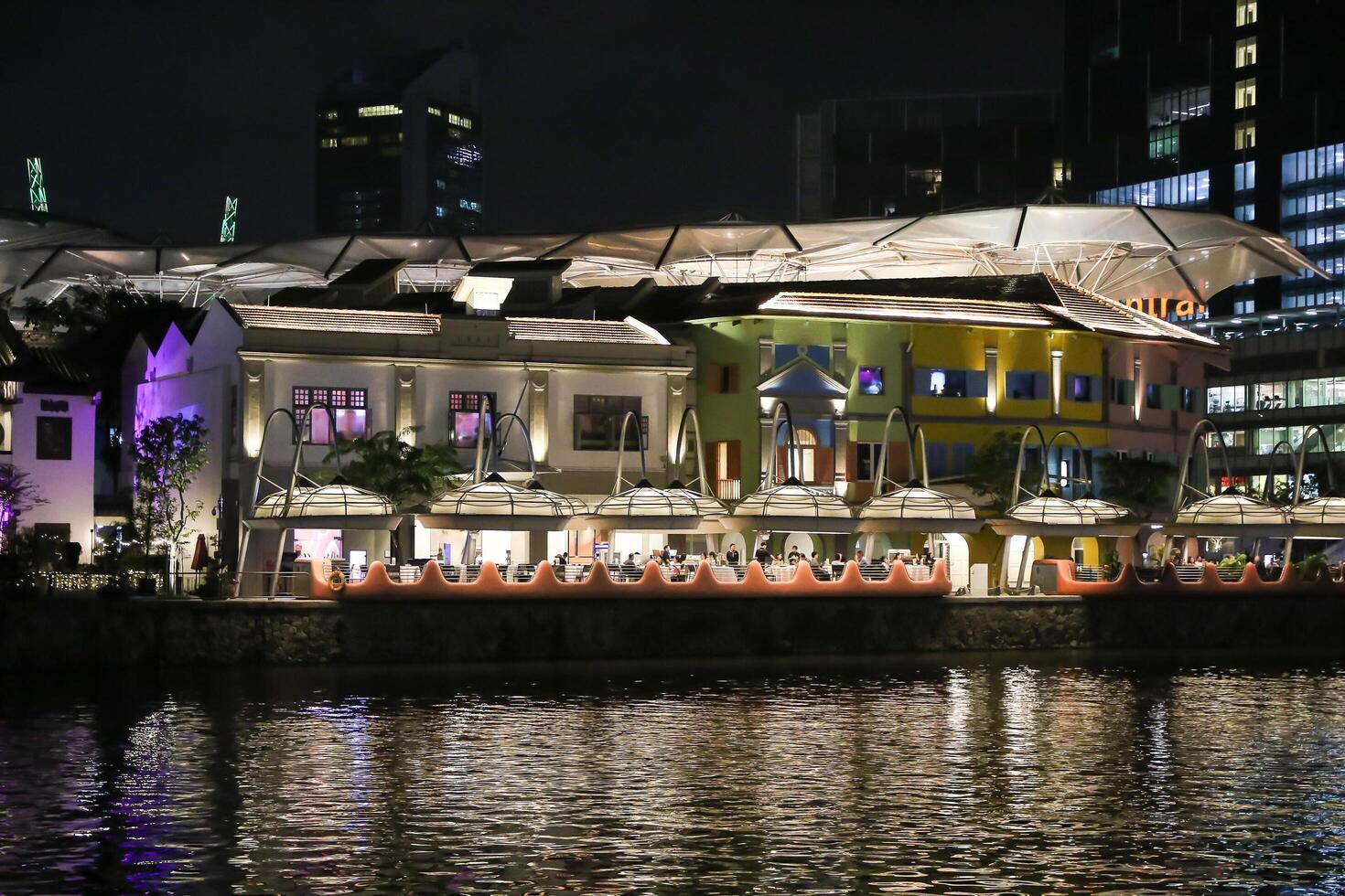 Singapore, 2024 - Colorful of Clarke Quay in downtown Singapore at night photo