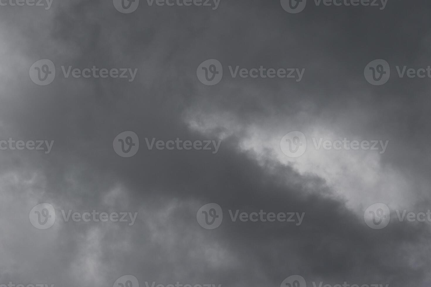 Cloudscape scenery, overcast weather above dark blue sky. Storm clouds floating in a rainy dull day with natural light. White and grey scenic environment background. Nature view. photo