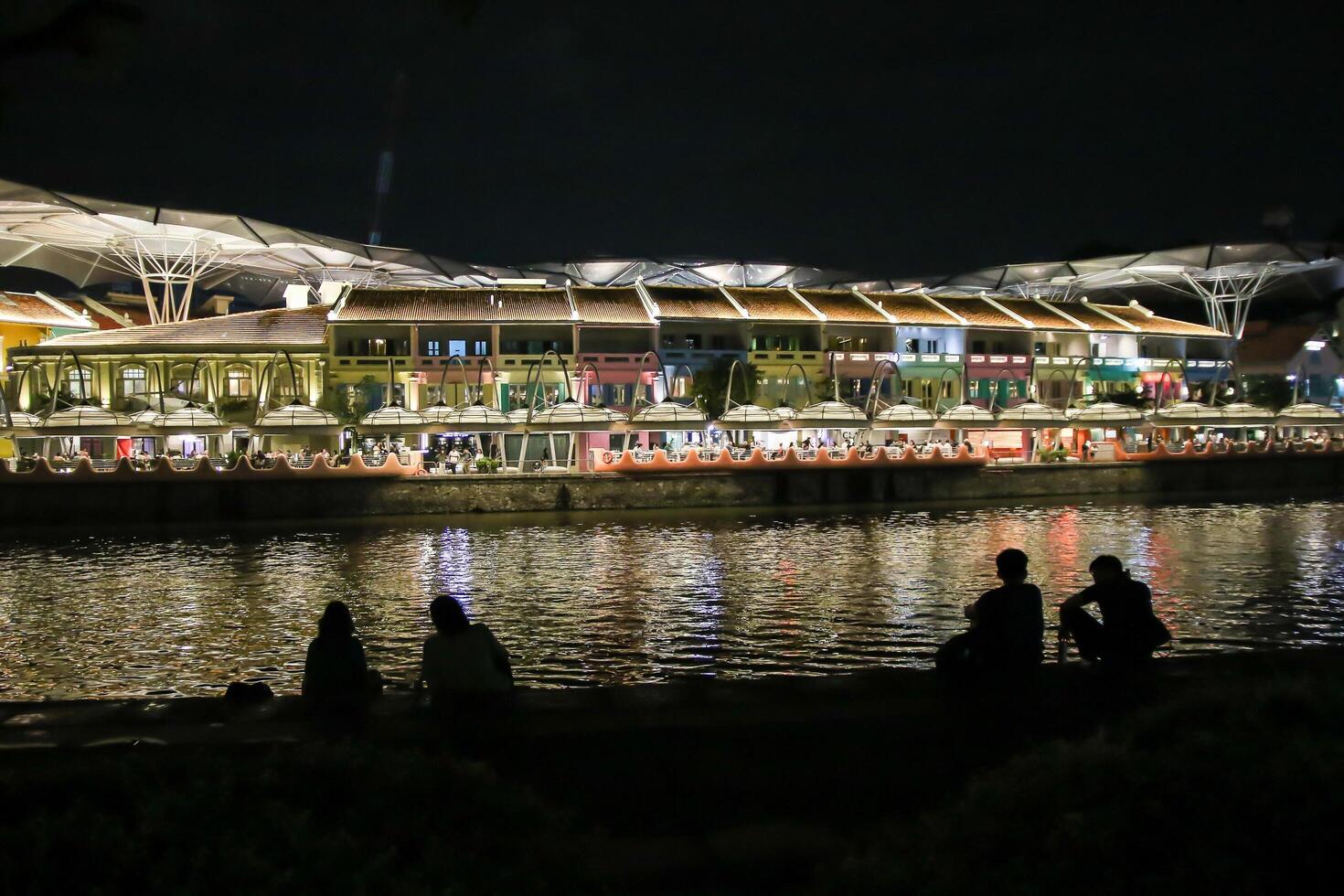 Singapore, 2024 - Colorful of Clarke Quay in downtown Singapore at night photo