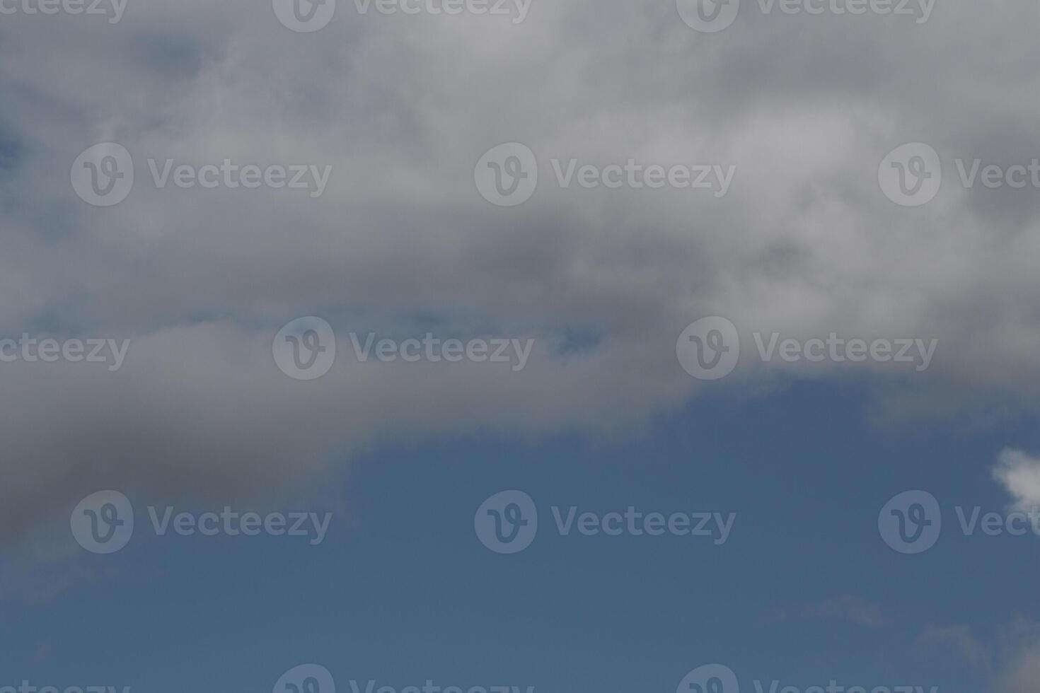 Cloudscape scenery, overcast weather above dark blue sky. Storm clouds floating in a rainy dull day with natural light. White and grey scenic environment background. Nature view. photo