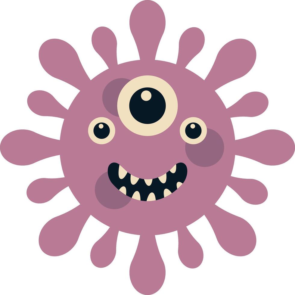 linda dibujos animados bacterias y virus personaje. en plano estilo. aislado ilustración vector