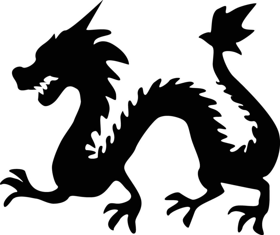 Black Silhouette of Chinese Dragon. Symbol of Chinese New Year 2024 vector