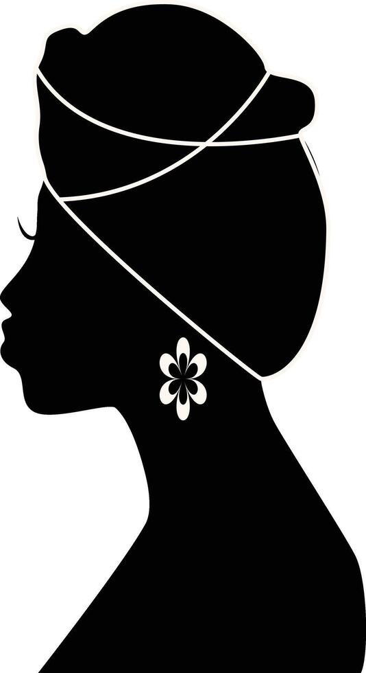 Black History Month Women's Silhouette. Isolated Black Silhouette with Accessories vector