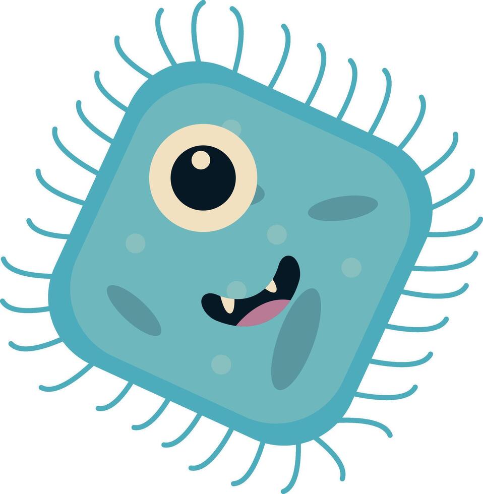 Cute Cartoon Bacteria and Virus Character. in Flat Style. Isolated Illustration vector
