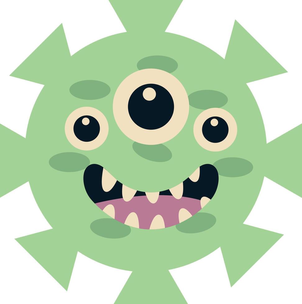 Cute Cartoon Bacteria and Virus Character. in Flat Style. Isolated Illustration vector