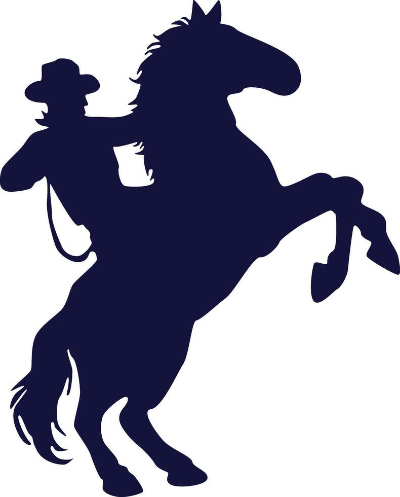 Cowboy Silhouette with Horse. Isolated on White Background vector