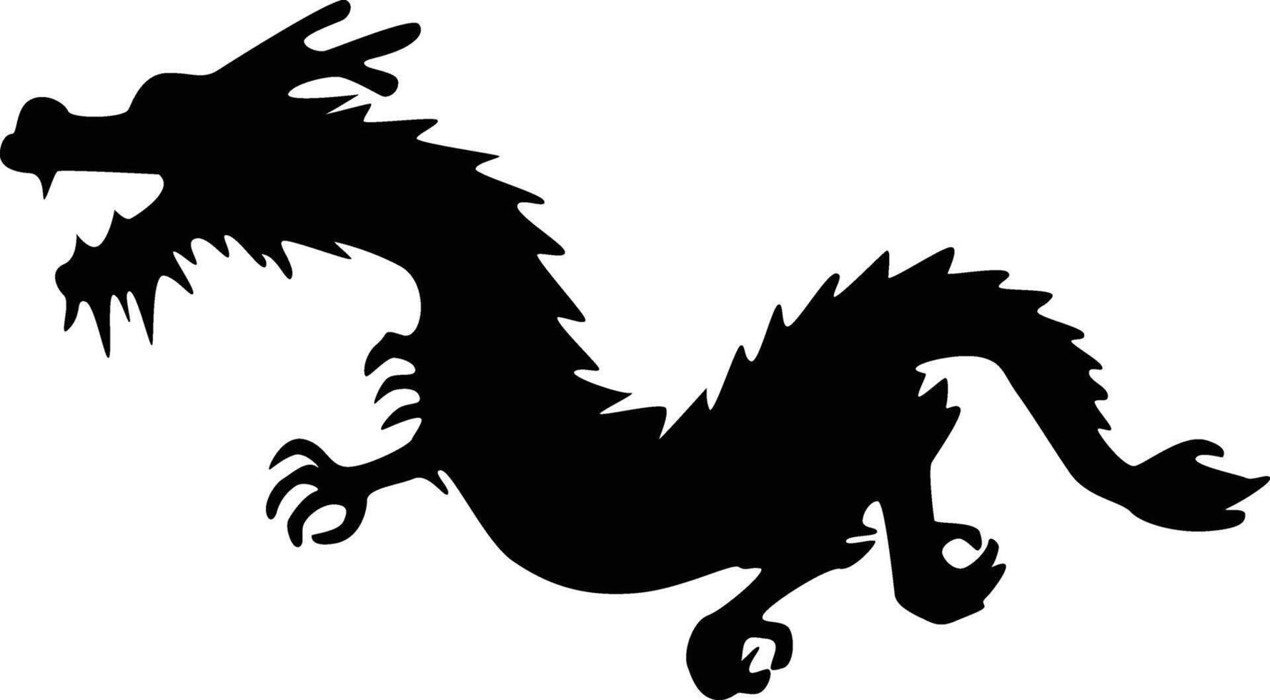 Black Silhouette of Chinese Dragon. Symbol of Chinese New Year 2024 vector