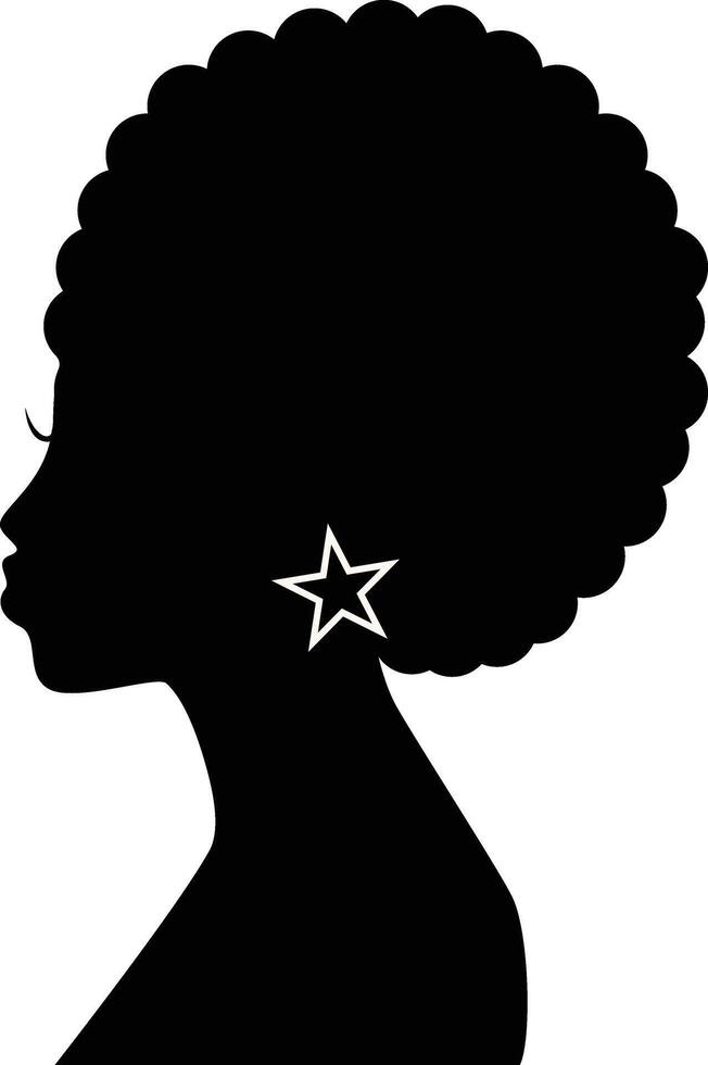 negro historia mes De las mujeres silueta. aislado negro silueta con accesorios vector