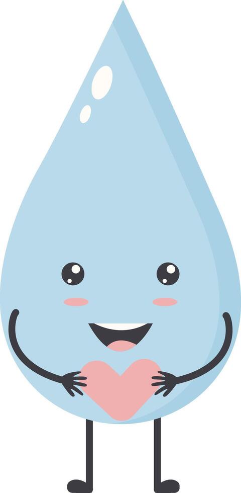 linda agua soltar personaje con contento y sonrisa humor. aislado icono vector