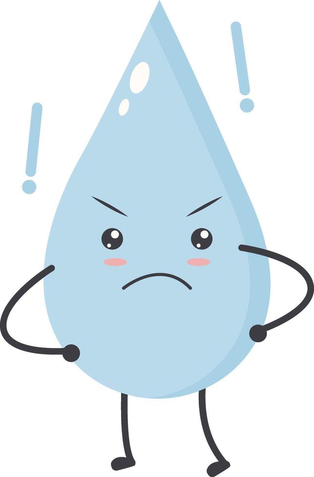 Cute Water Drop Character with Happy and Smile Mood. Isolated Icon vector