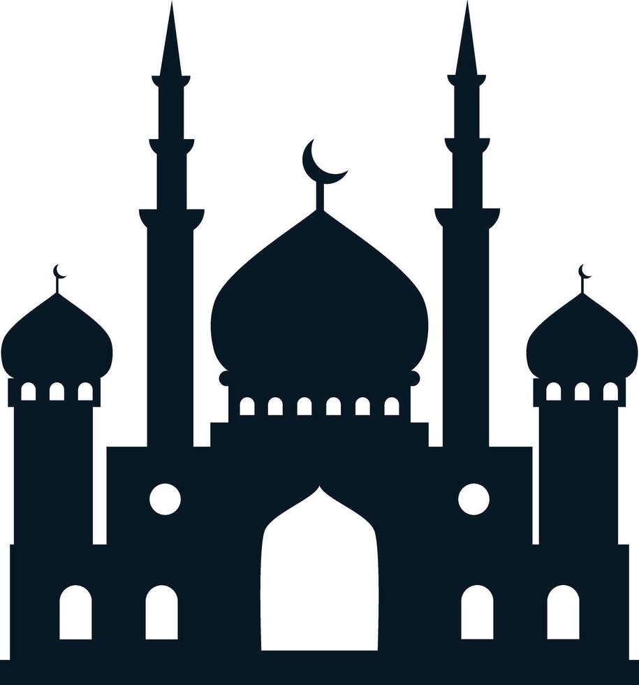 Islamic Mosque Silhouette. Ramadhan Kareem Mosque. Illustration Design vector