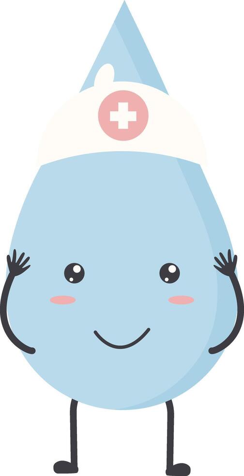 Cute Water Drop Character with Happy and Smile Mood. Isolated Icon vector