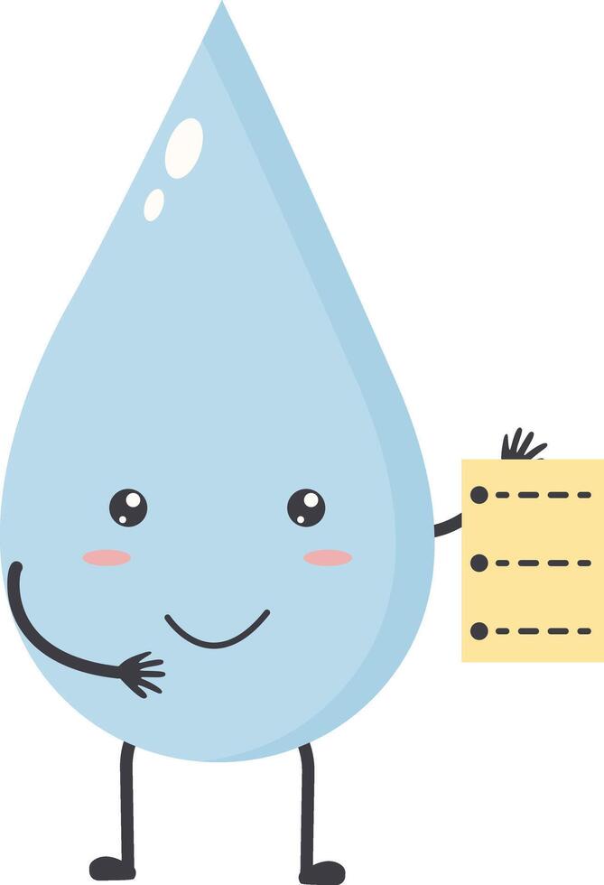 Cute Water Drop Character with Happy and Smile Mood. Isolated Icon vector