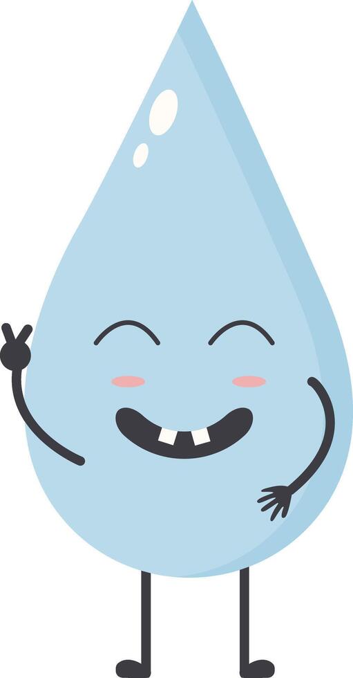 linda agua soltar personaje con contento y sonrisa humor. aislado icono vector