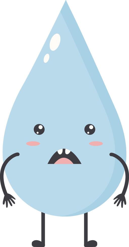 Cute Water Drop Character with Happy and Smile Mood. Isolated Icon vector