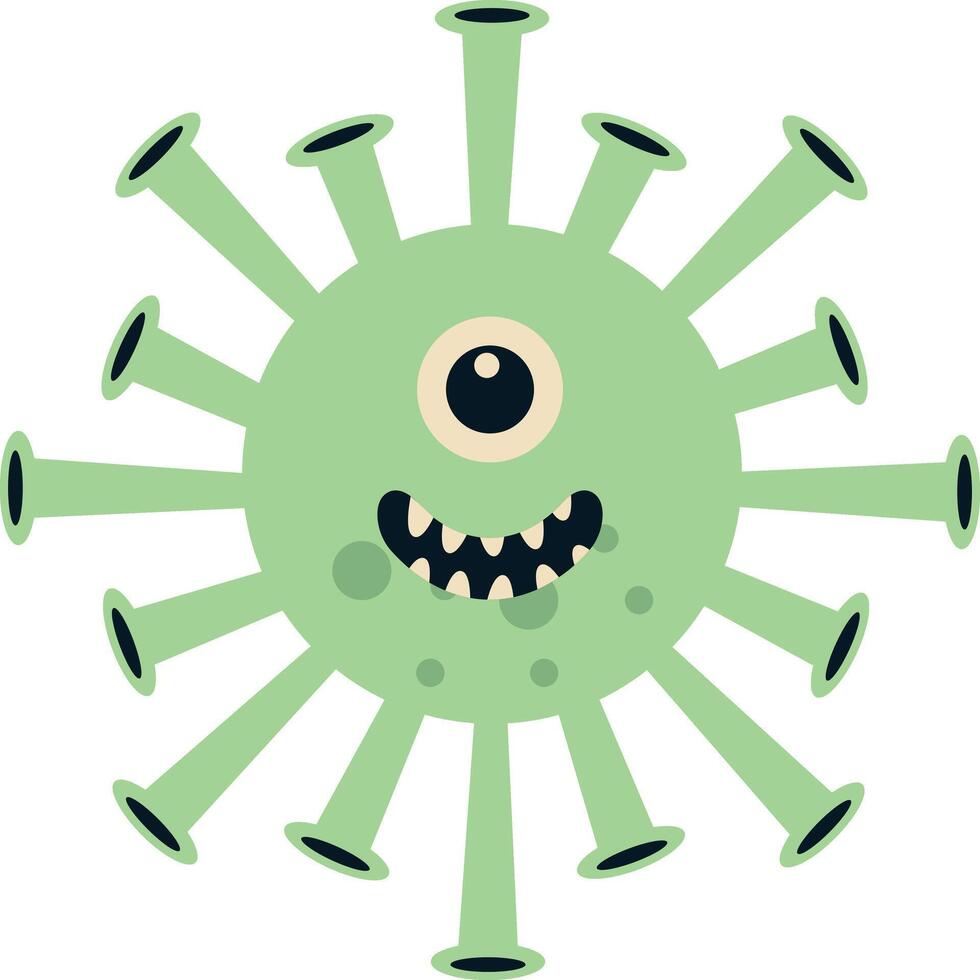 Cute Cartoon Bacteria and Virus Character. in Flat Style. Isolated Illustration vector