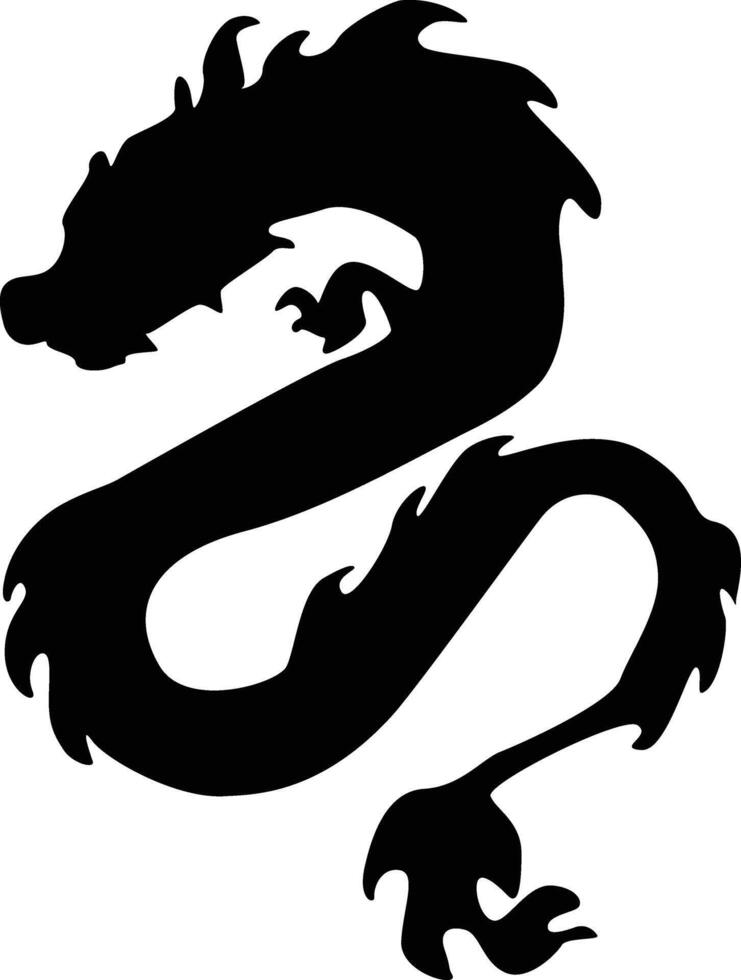 Black Silhouette of Chinese Dragon. Symbol of Chinese New Year 2024 vector