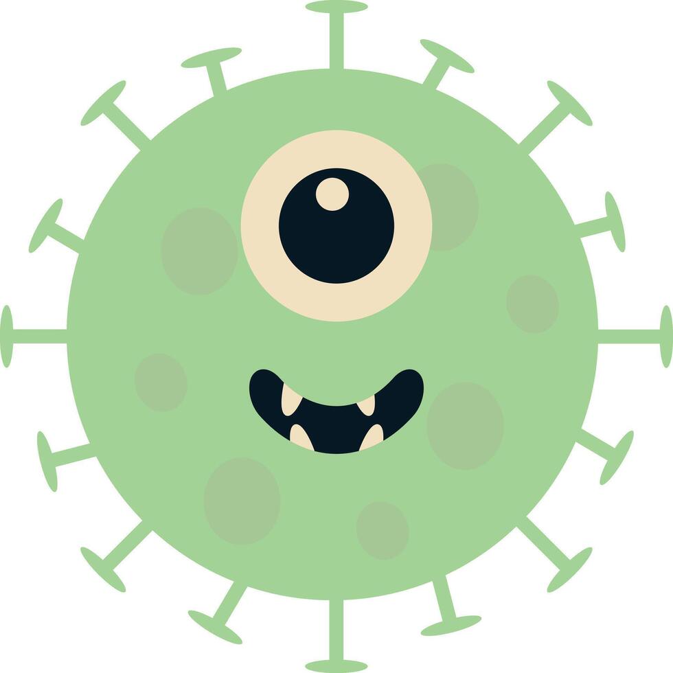 Cute Cartoon Bacteria and Virus Character. in Flat Style. Isolated Illustration vector
