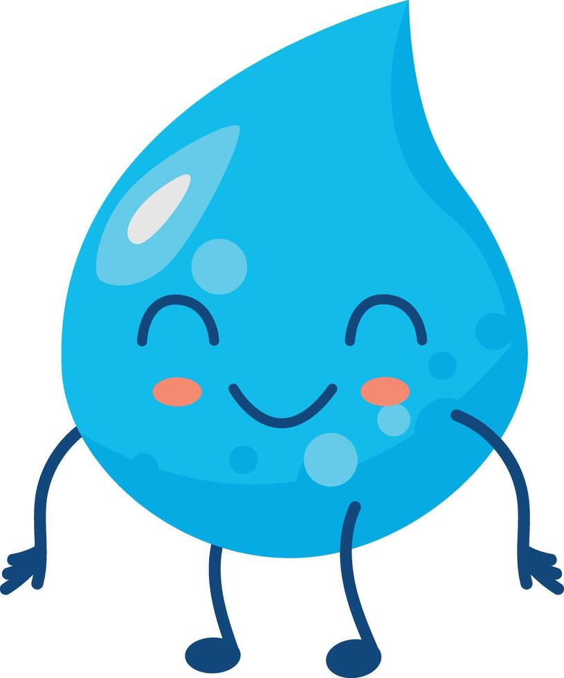 Cute Water Drop Character in Cartoon Design Style. Illustration on White Background vector