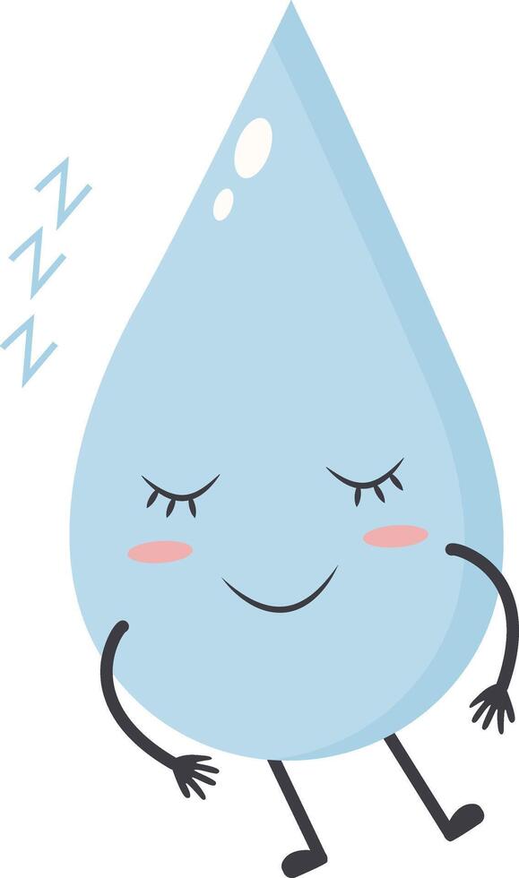 linda agua soltar personaje con contento y sonrisa humor. aislado icono vector