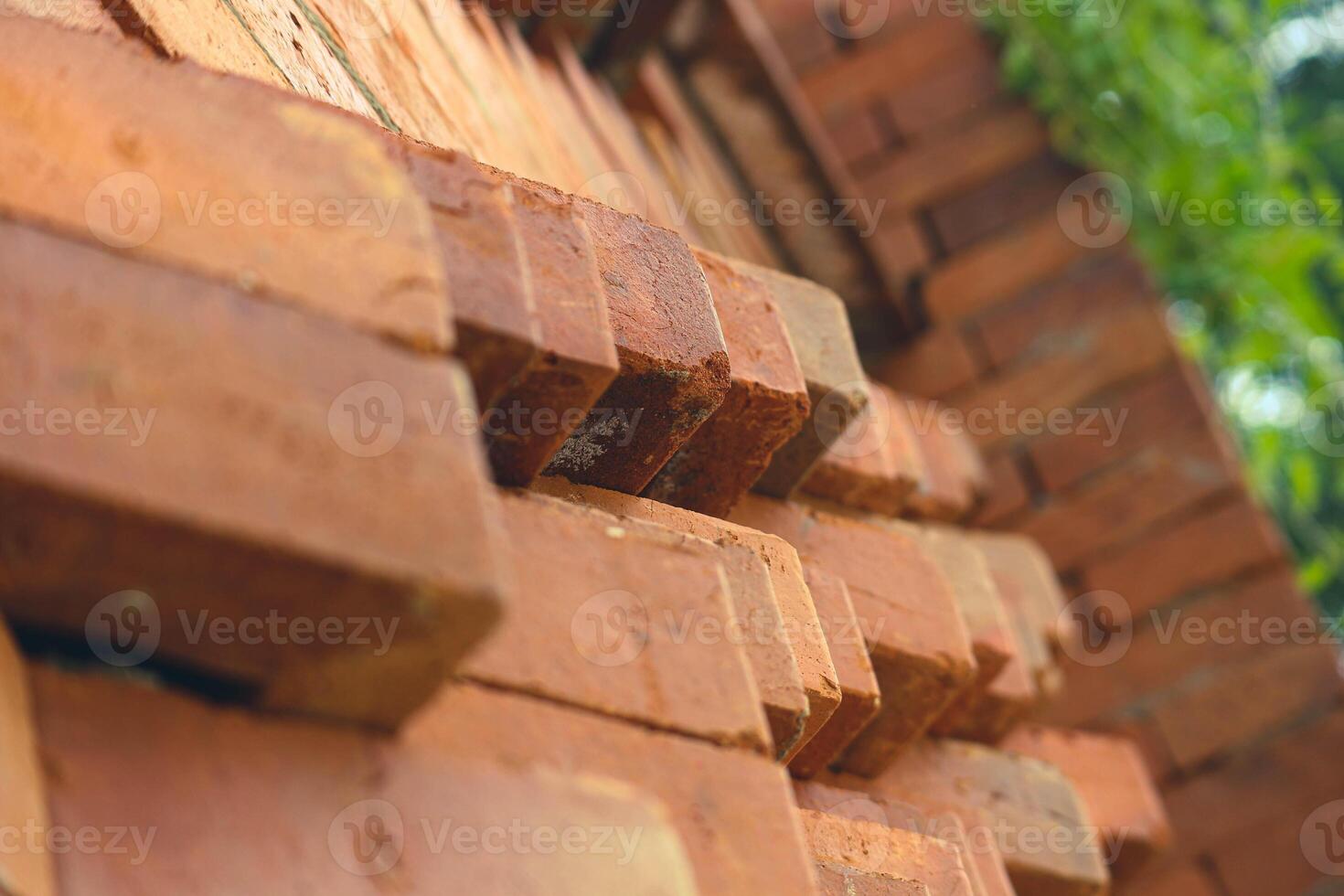 The arrangement of the bricks arranged in such a way forms a very beautiful building wall photo