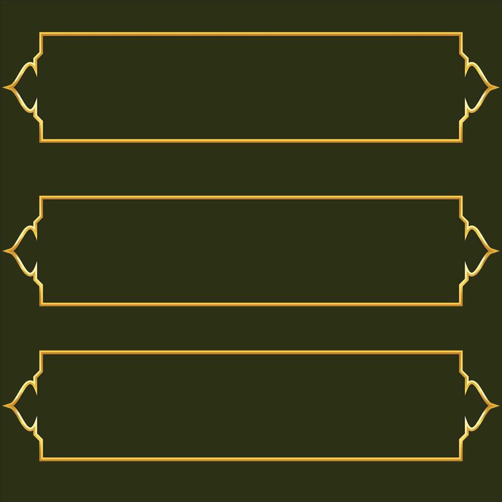 Set of decorative luxury golden arabic islamic banner title frame transparent background gold text box clipart vector