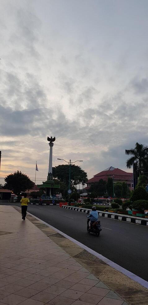 Jepara, Indonesia in July 2018. The morning atmosphere in Jepara square where the garuda statue can be seen photo