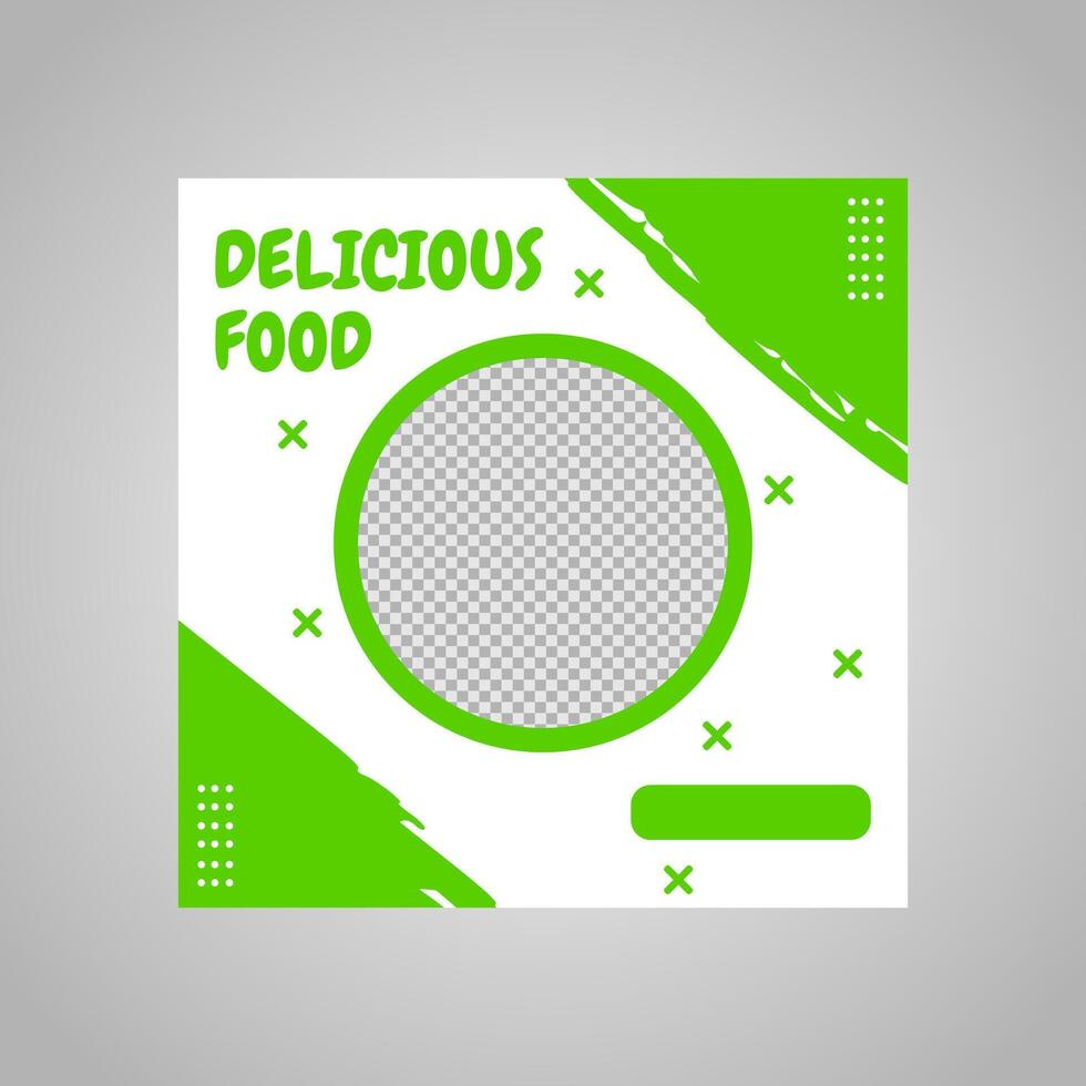 green and white social media post design for restaurant, food and drink promotion. vector