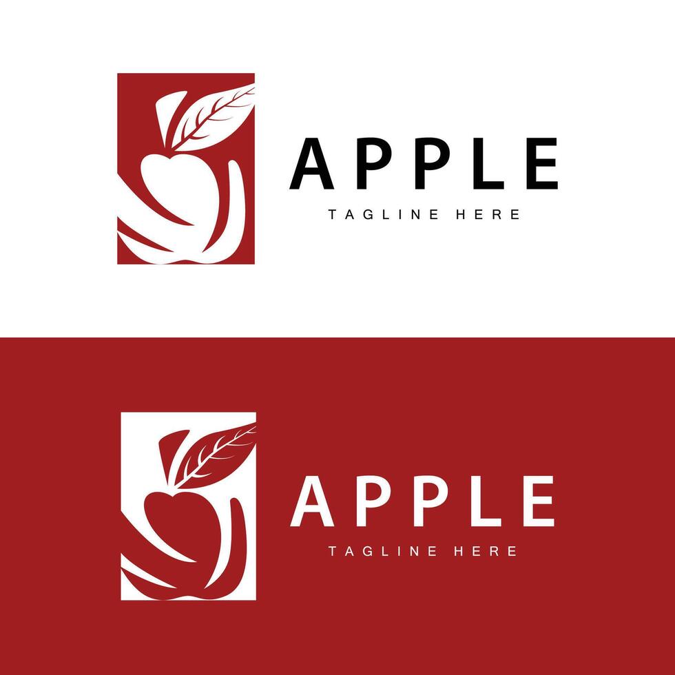 Apple Logo, Fresh Red Fruit, Design Template vector