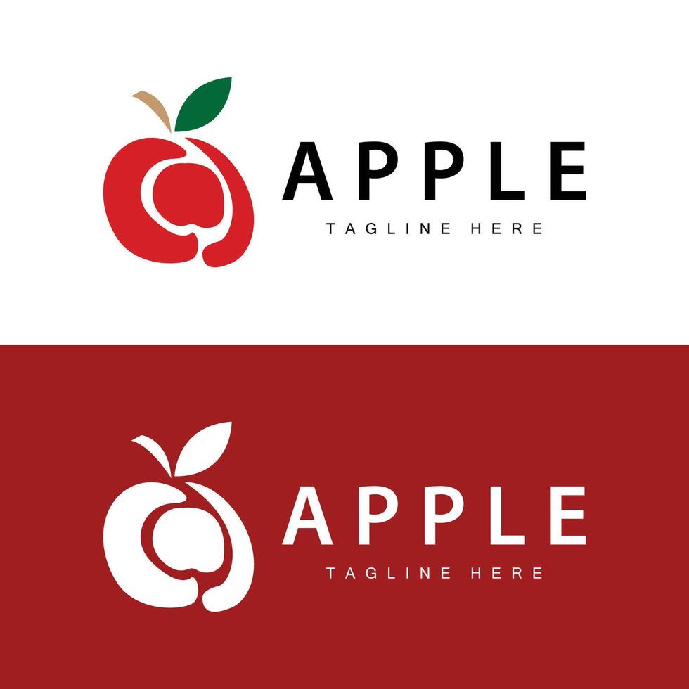 Apple Logo, Fresh Red Fruit, Design Template vector