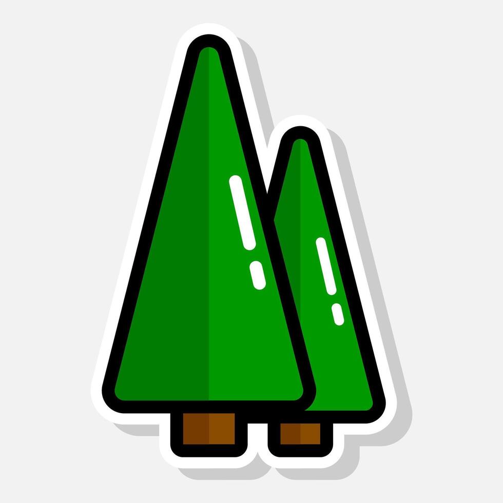 Green tree icon in flat style. vector